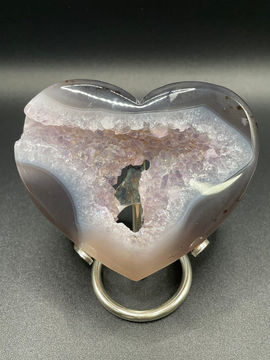 Druzy Agate Heart with Stand