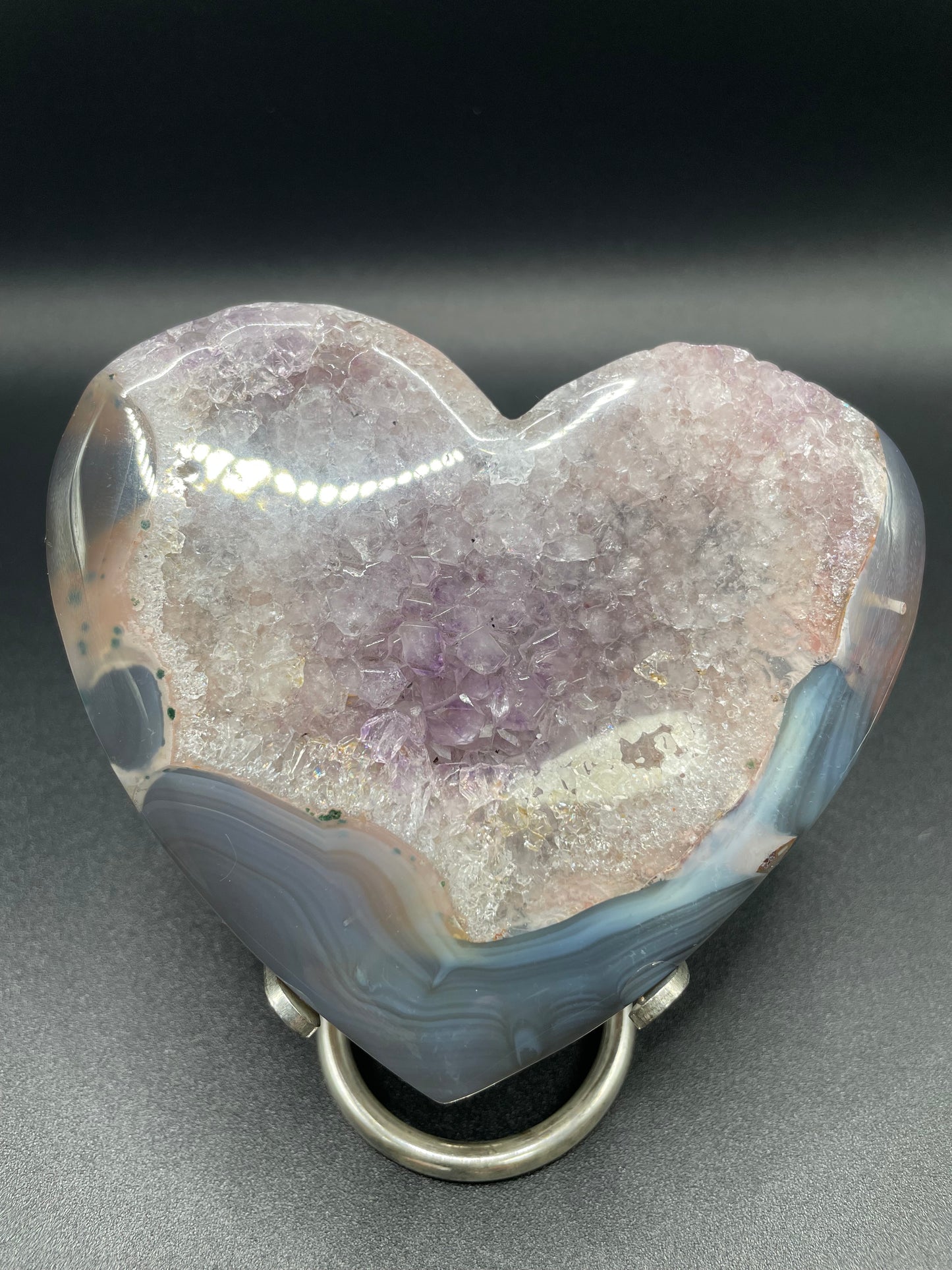 Druzy Agate Heart with Stand