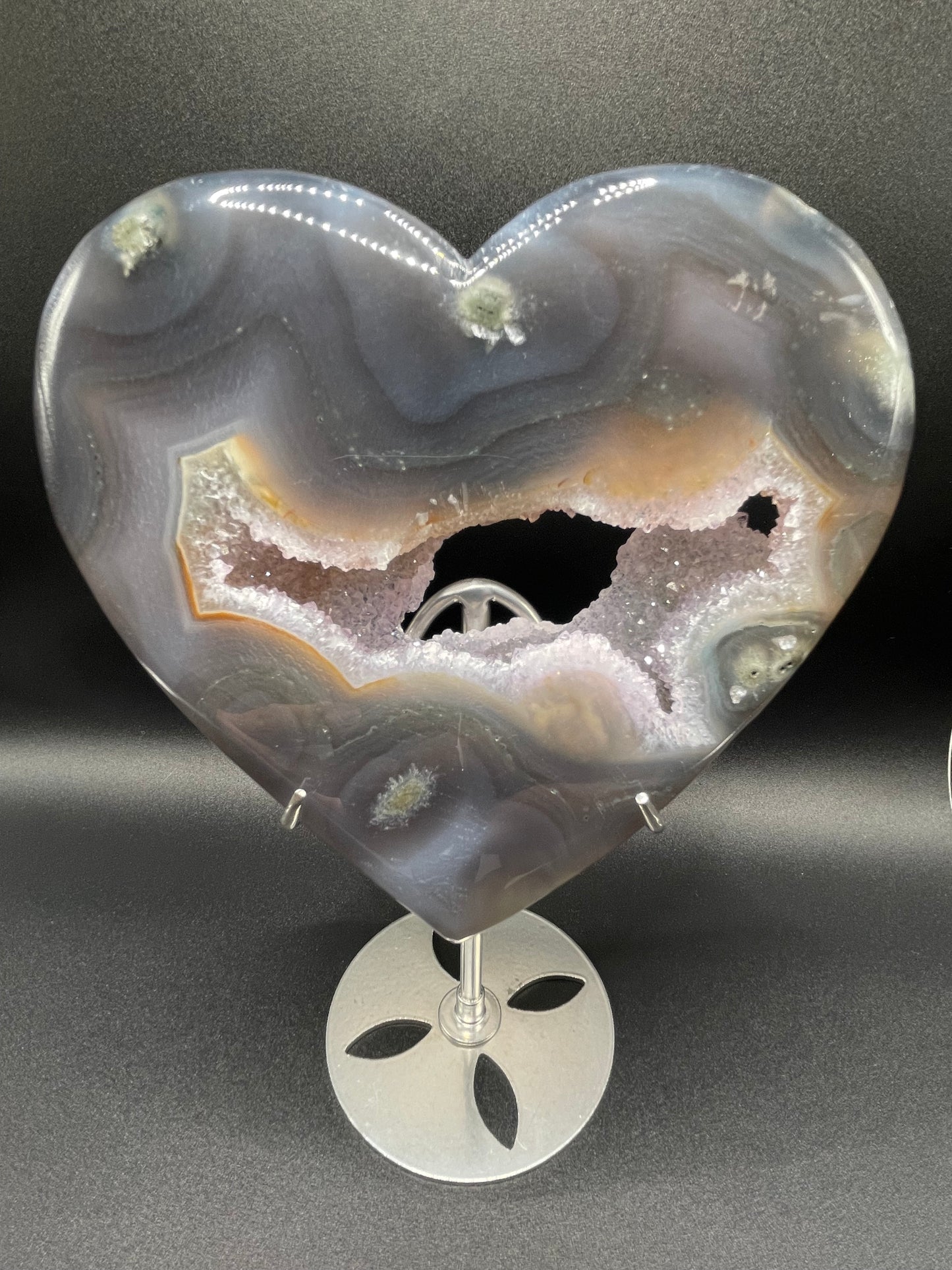 Druzy Agate Heart with Stand