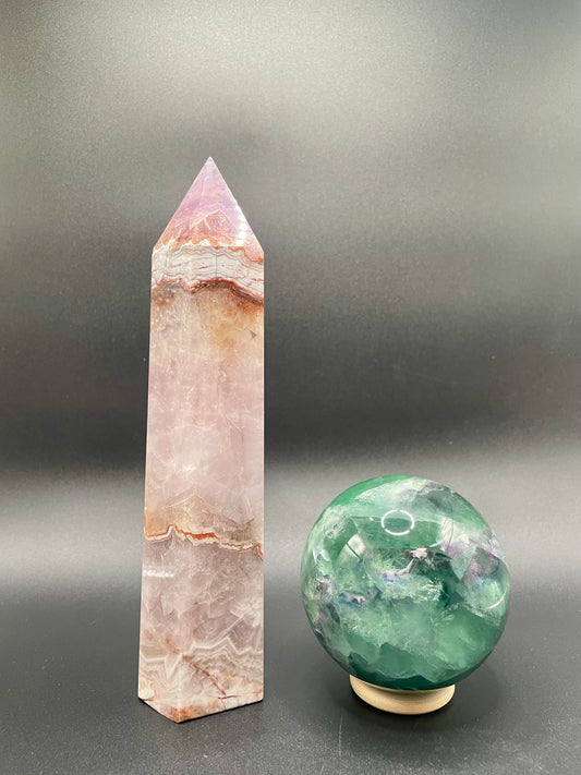 Fluorite and Amethyst & Mexican Lace Agate